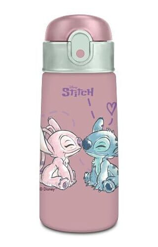 Seven Borraccia Termica Lilo e Stitch 460 ml, Con Gancio, Acciaio Inox 304 Interno/Esterno, Caldo fino a 12h e Freddo fino a 24h, Rosa, Scuola, Bambine