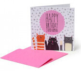 Birthday Greeting Card - 7x7 Cats