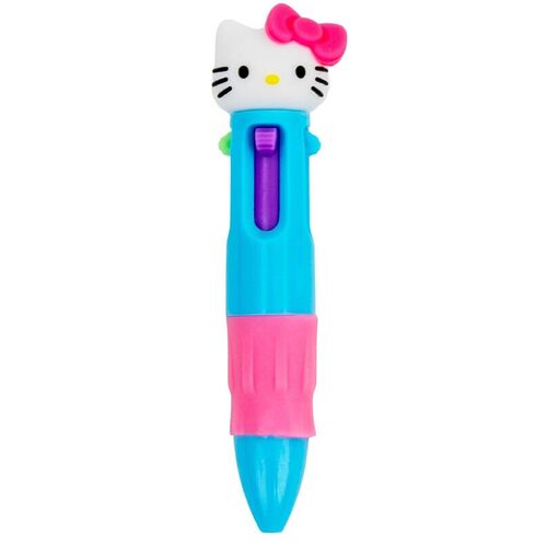 Mr. Wonderful - Mini Penna Multicolore - Hello Kitty - Penna Con 6 Inchiostri Pastello (Rosa, Blu, Verde, Lilla, Arancione E Nero) Con Hello Kitty Come Protagonista - Formato Tascabile